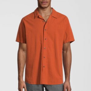 Rupert & Buckley Sholin Short Sleeve Shirt Papaya front