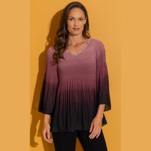 Klass womens Pleated Ombre Top