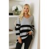 New Trends Knitwear Women's Stripe v neck jumper