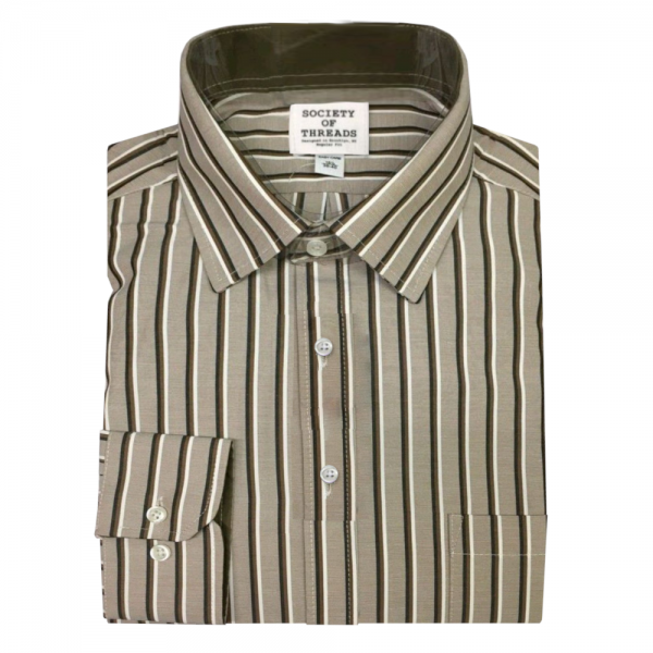 Society of Threads Long Sleeved Shirt - Brown Stripe yd4
